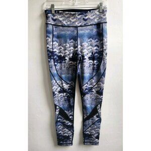 Sweaty Betty Blue Reversible Skinny Leg  Cropped Yoga Leggings Waist 28"